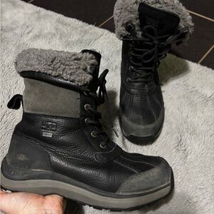 UGG Black and Gray Fur-Lined Boots